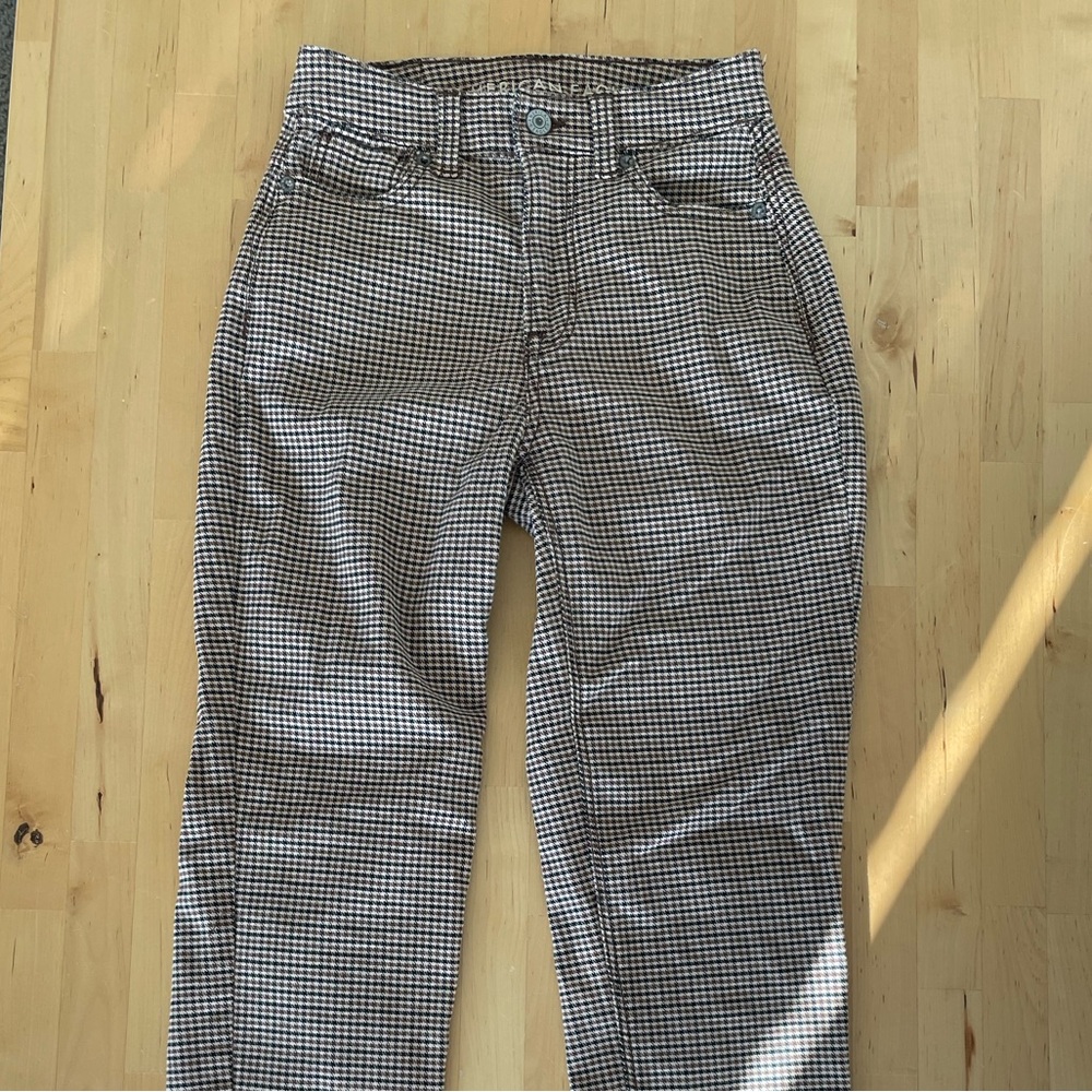 AEO American Eagle Mom Jeans pants, brown houndstooth,  size 2 regular